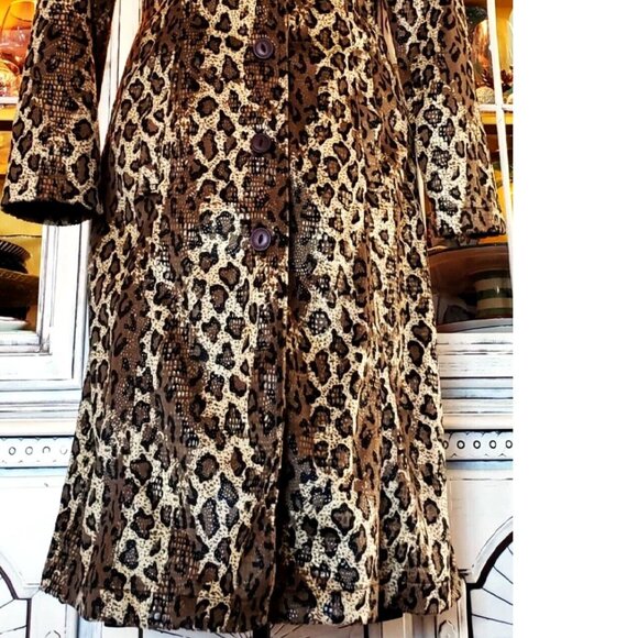 Vintage Betsey Johnson New York Leopard Velvet Snake Overlay Dress Coat Jacket S - Picture 8 of 14